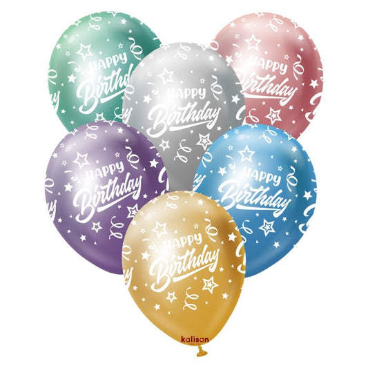12 Inch Chrome Happy Birthday Printed Latex Balloon K21253963
