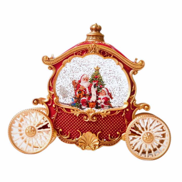 LED Santa Christmas Carriage Glitter Ornament With Music