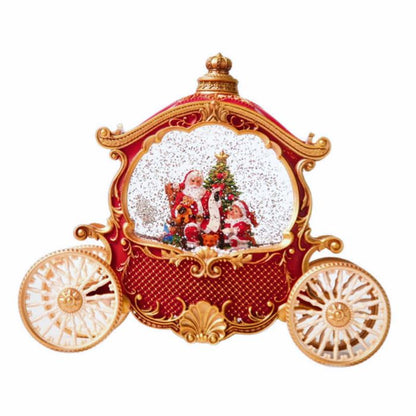 LED Santa Christmas Carriage Glitter Ornament With Music