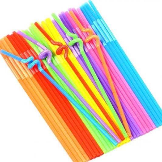 Long Neck Artisitic Straws 100pcs (Assorted Colors)
