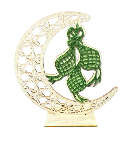 15cm Hari Raya Crescent Moon Wooden Tabletop ML666