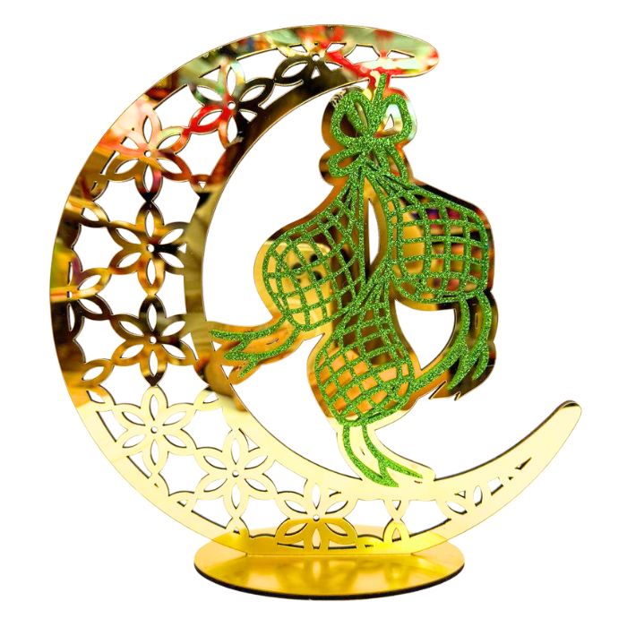 25cm Hari Raya Crescent Moon Acrylic Wooden Tabletop ML666