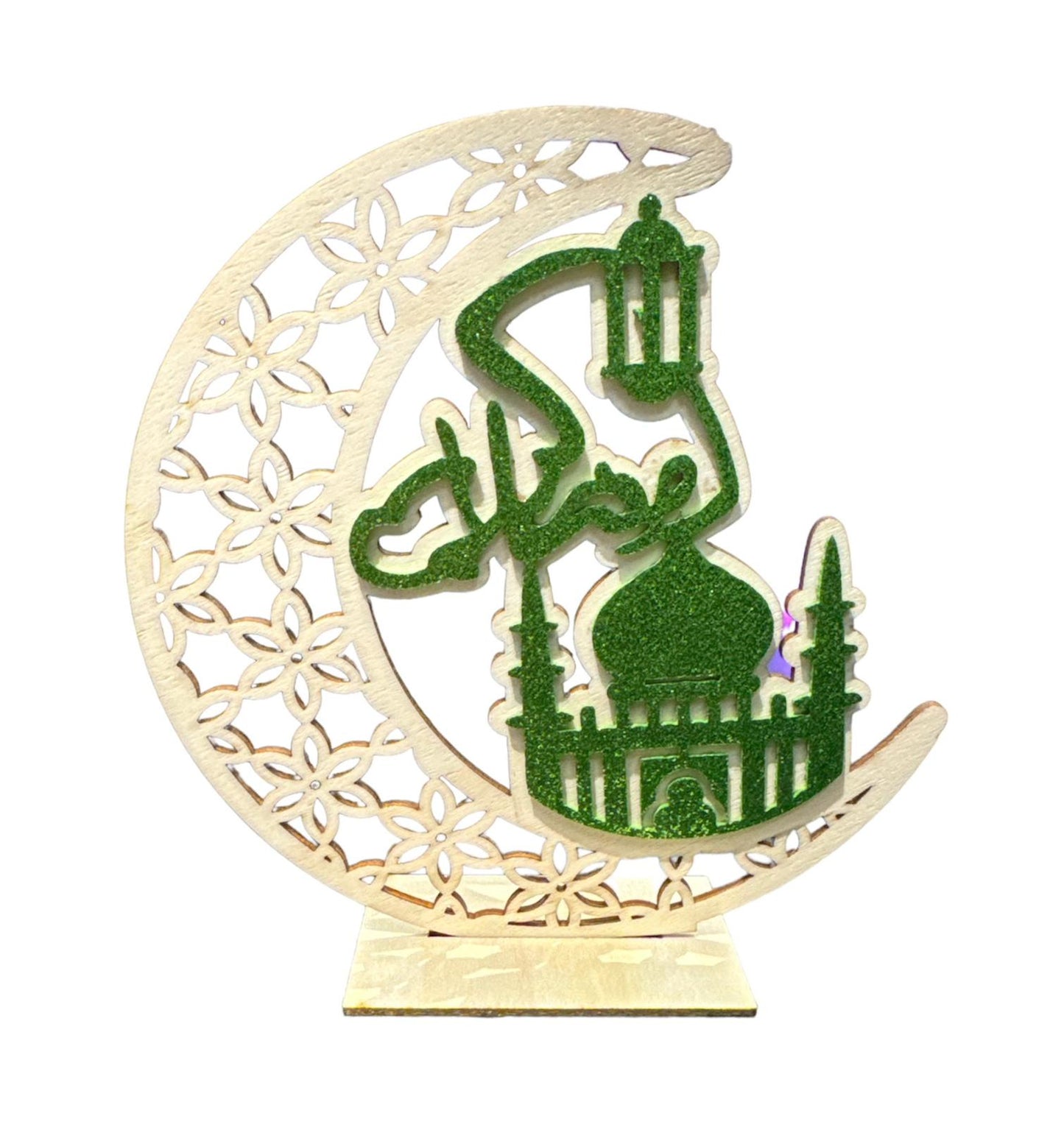 15cm Hari Raya Crescent Moon Wooden Tabletop ML666