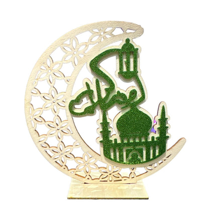 15cm Hari Raya Crescent Moon Wooden Tabletop ML666