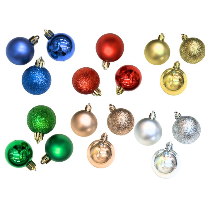 Mixed Mini Glitter Shiny Plain Christmas Ball (Assorted)