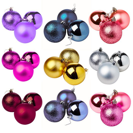 Mixed Glitter Shiny Plain Christmas Balls (Assorted)