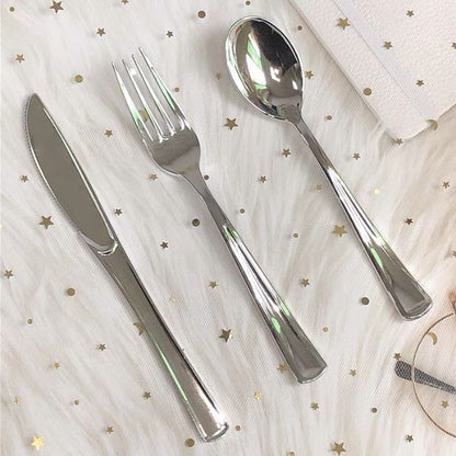 Shiny Silver Plastic Utensils