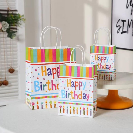White Happy Birthday Party Kraft Paper Bag