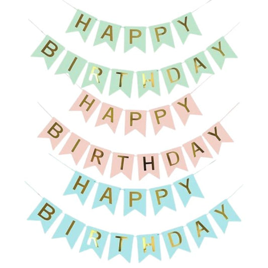 Paper Flag Happy Birthday Banner (Assorted)