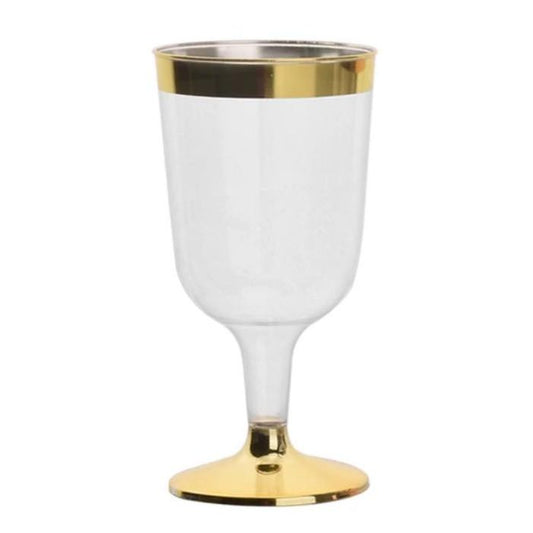 Gold Plastic Wine Glass (6pcs)