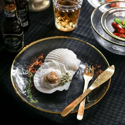 Premium Transparent Plastic Plates with Shiny Rim