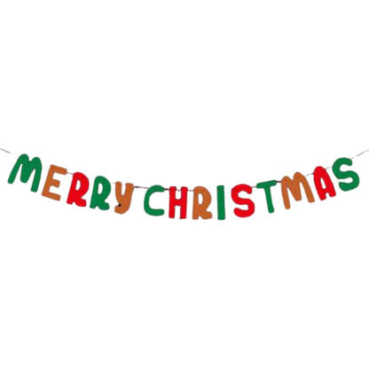 Non-woven Merry Christmas Hanging Garland (Red Green Brown)