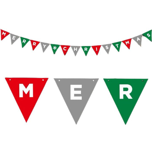 Non-woven Merry Christmas Triangle Flag Bunting