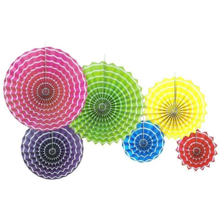 6pc Paper Fan Set Decoration