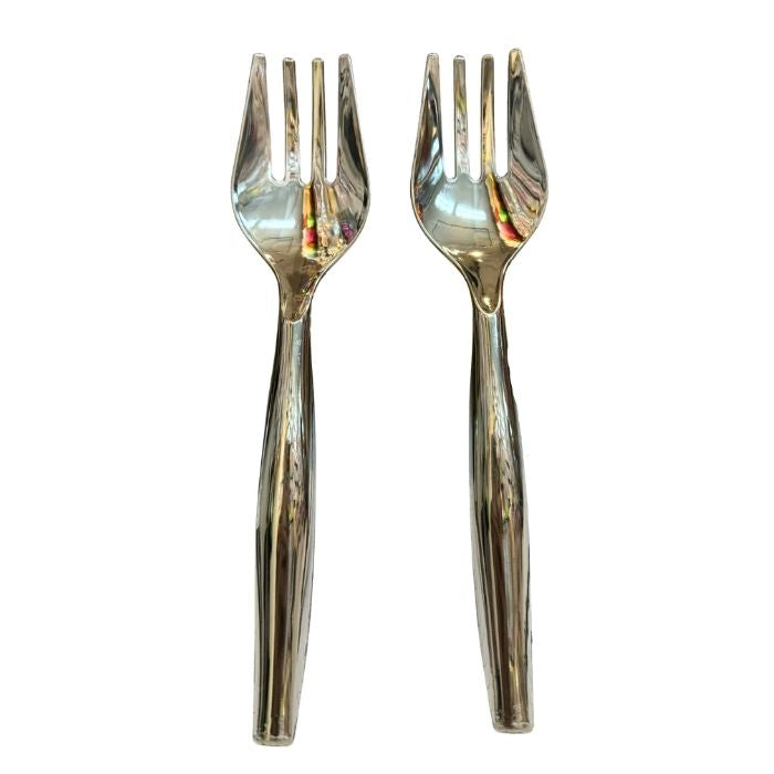 25cm Premium Disposable Serving Fork (Silver) (2pcs)