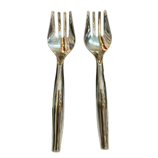 25cm Premium Disposable Serving Fork (Silver) (2pcs)