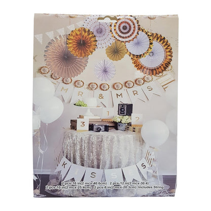 8pc Shiny Paper Fan Set