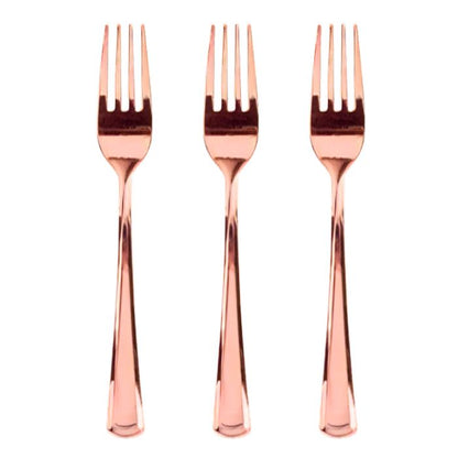 Shiny Rose Gold Plastic Utensils (25pc)