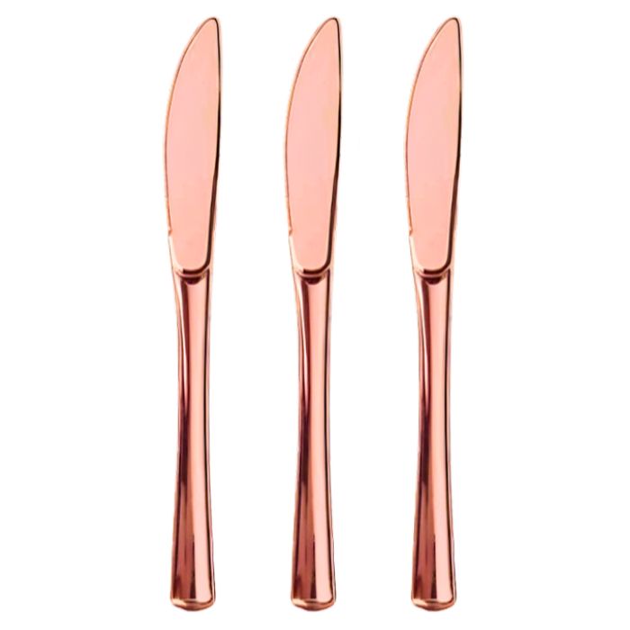 Shiny Rose Gold Plastic Utensils (25pc)