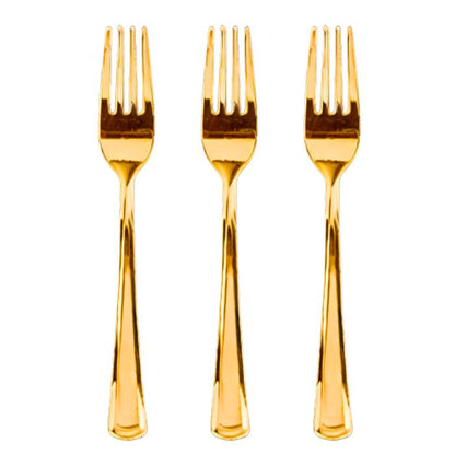Shiny Gold Plastic Utensils (25pc)