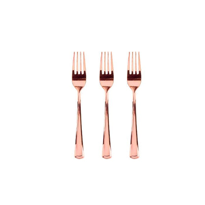 Shiny Rose Gold Plastic Utensils (25pc)
