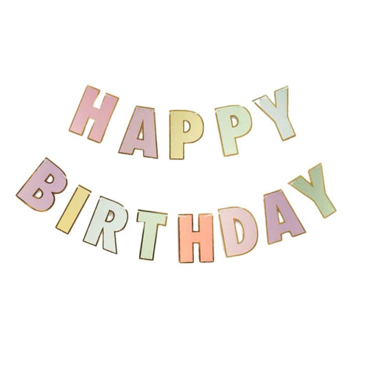 Gold Pastel Happy Birthday Banner