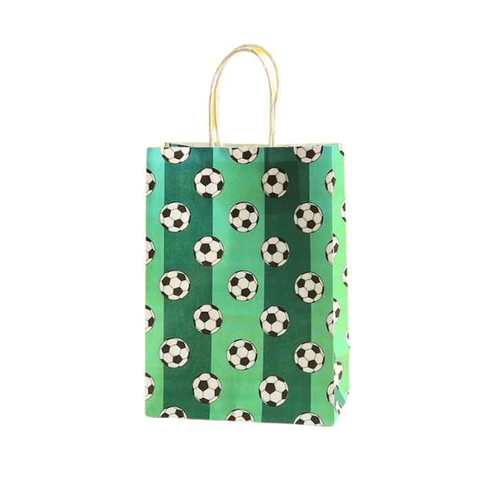 15cm X 21cm X 8cm Soccer Kraft Paper Bag