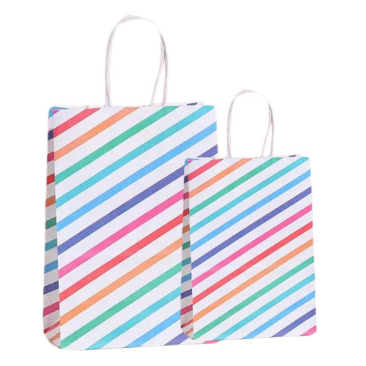 Striped Colorful Kraft Paper Bag (Rainbow)