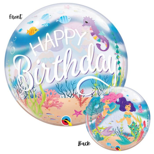 22 Inch Happy Birthday Mermaid Bubbles Balloon Q87741