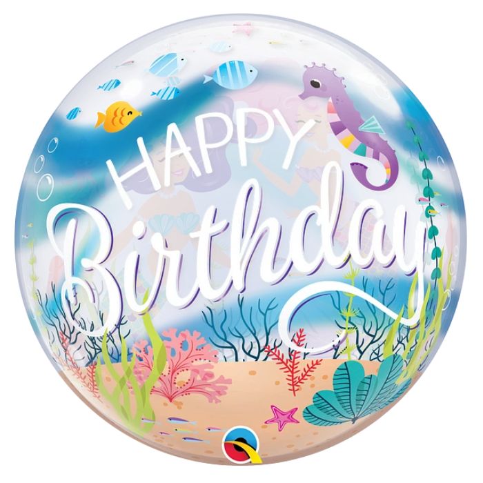 22 Inch Happy Birthday Mermaid Bubbles Balloon Q87741