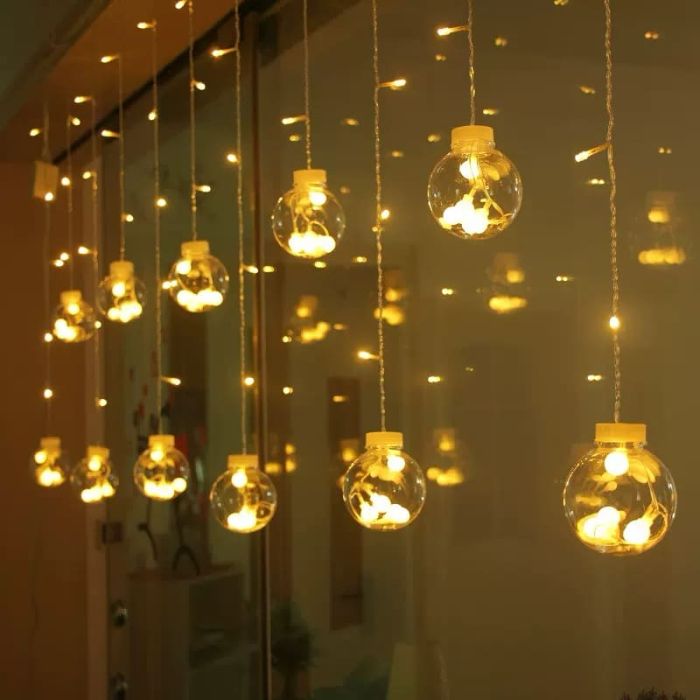 12 LED Transparent Ball Icicle Lights (Warm White)