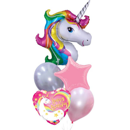 Colorful Unicorn Theme Helium Balloon Bouquet