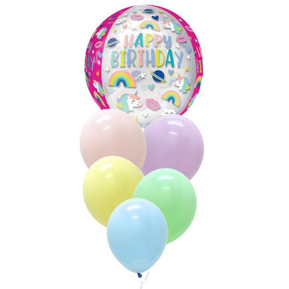 Birthday Unicorns Pastel Theme Helium Balloon Bouquet