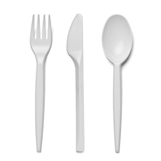 White Plastic Utensils (50pc)