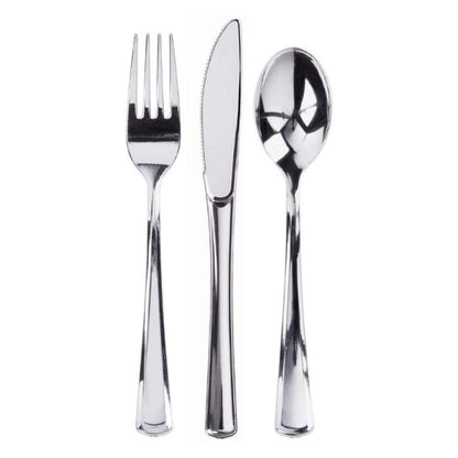 Shiny Silver Plastic Utensils – CGS Party