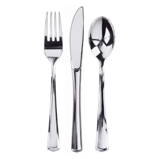 Shiny Silver Plastic Utensils