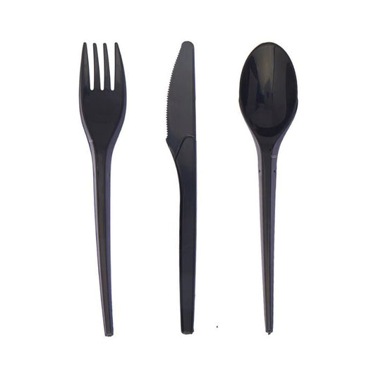 Black Plastic Utensils (50pc)