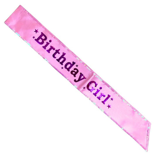 Birthday Girl Shiny Sequin or Lace Sash