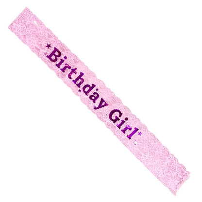 Birthday Girl Shiny Sequin or Lace Sash