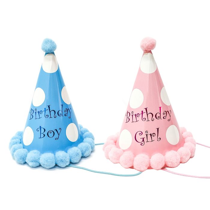 Happy Birthday Pom Pom Cone Hat