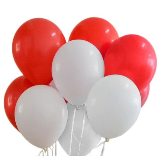 12 Inch Latex Balloons (Red & White)