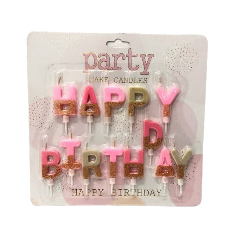 Glitter Happy Birthday Party Cake Candles