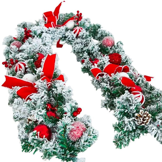 XM 1.8m Decorated Frosted Garland (Red White)