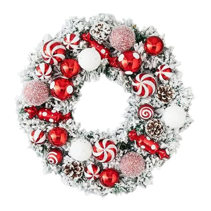 XM 40cm Frosted Christmas Wreath (Red White)