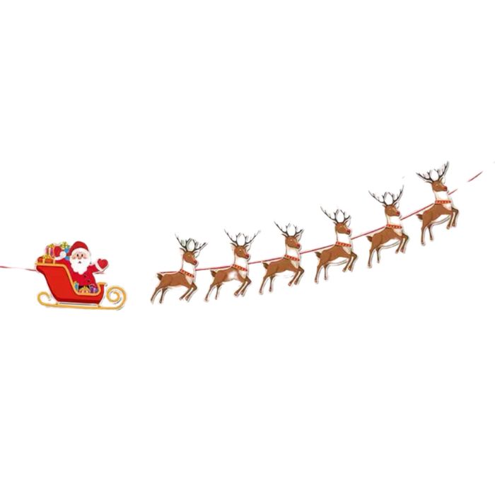7pc Santa and Reindeer Sleigh Paper Garland Z-7
