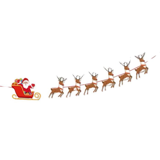 7pc Santa and Reindeer Sleigh Paper Garland Z-7