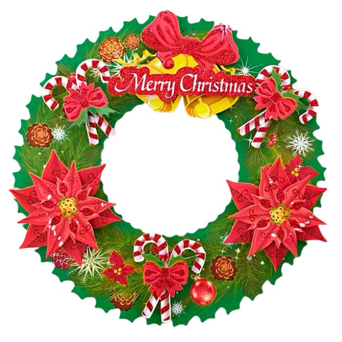 36cm Christmas Paper Wreath Decoration ZHY-002 (Red Flower)
