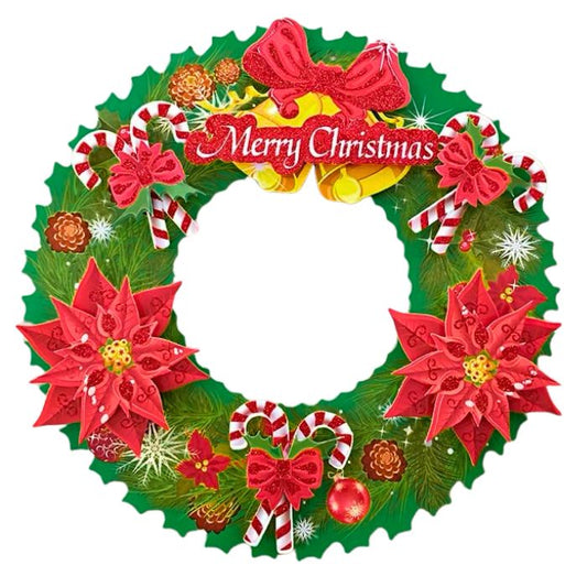 36cm Christmas Paper Wreath Decoration ZHY-002 (Red Flower)