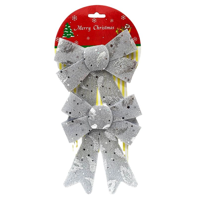 Christmas Designed Glitter Ribbon Bow Decoration DHJ15 (2pcs)