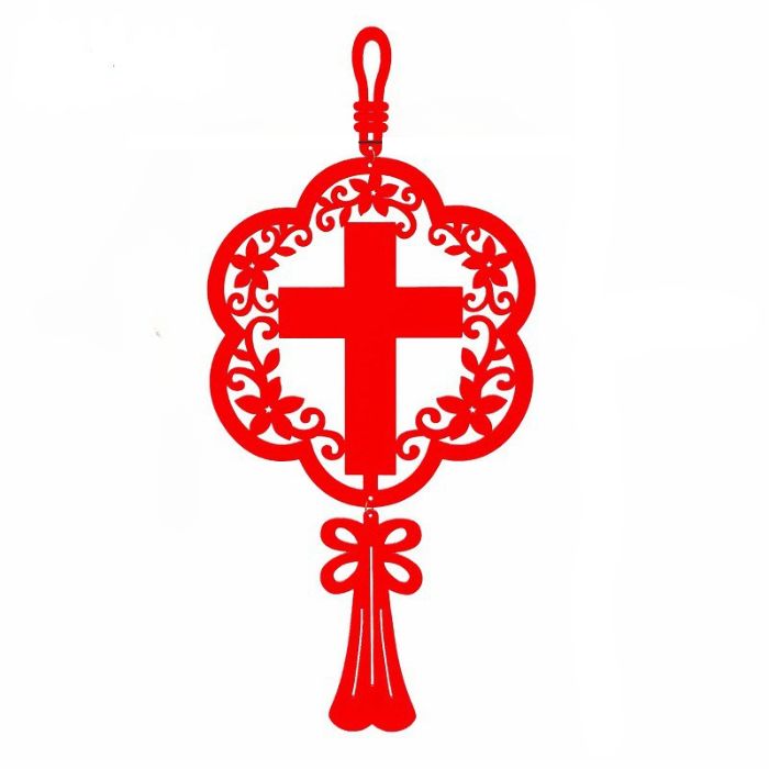 CNY Non-woven Floral Cross Christian Hanging Decoration